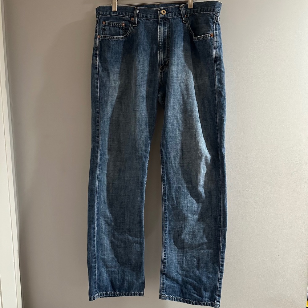 Polo Ralph Lauren Jeans Company Jeans Mens 34x32 Blue Distressed Straight Leg RL
